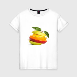 мега яблоко – Женская футболка хлопок с принтом купить со скидкой в -20%