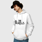 Толстовка с принтом The Beatles для мужчины, вид на модели спереди №2. Цвет основы: белый