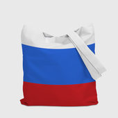 Шоппер с принтом Флаг и герб РФ для любого человека, вид сзади №2. Цвет основы: белый