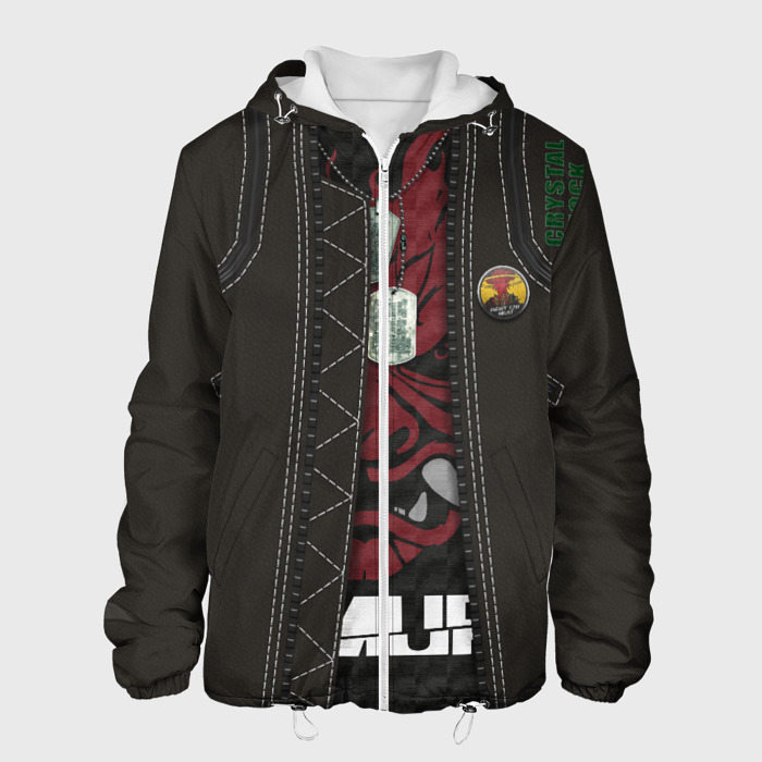 Куртка с принтом Куртка Cyberpunk 2077 для мужчины, вид спереди №1. Цвет основы: белый