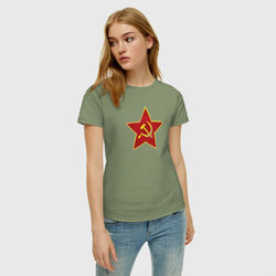 Женская футболка хлопок СССР звезда со скидкой в -20%