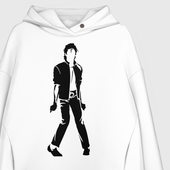 Худи с принтом Майкл Джексон 9 для женщины, вид на модели спереди №2. Цвет основы: белый