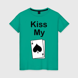 Kiss my card – Женская футболка хлопок с принтом купить со скидкой в -20%