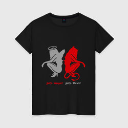 Наполовину ангел, наполовину дьявол – Женская футболка хлопок с принтом купить со скидкой в -20%