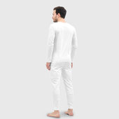 Пижама с принтом Кот Да Винчи для мужчины, вид на модели сзади №2. Цвет основы: белый