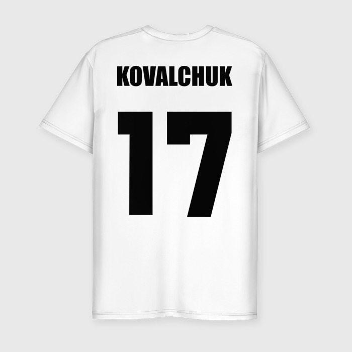 Мужская приталенная футболка из хлопка с принтом Илья Ковальчук 17, вид сзади №1