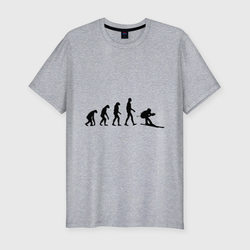 Эволюция лыжи – Мужская футболка хлопок Slim с принтом купить