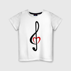 Скрипичный ключ сердце – Детская футболка хлопок с принтом купить со скидкой в -20%