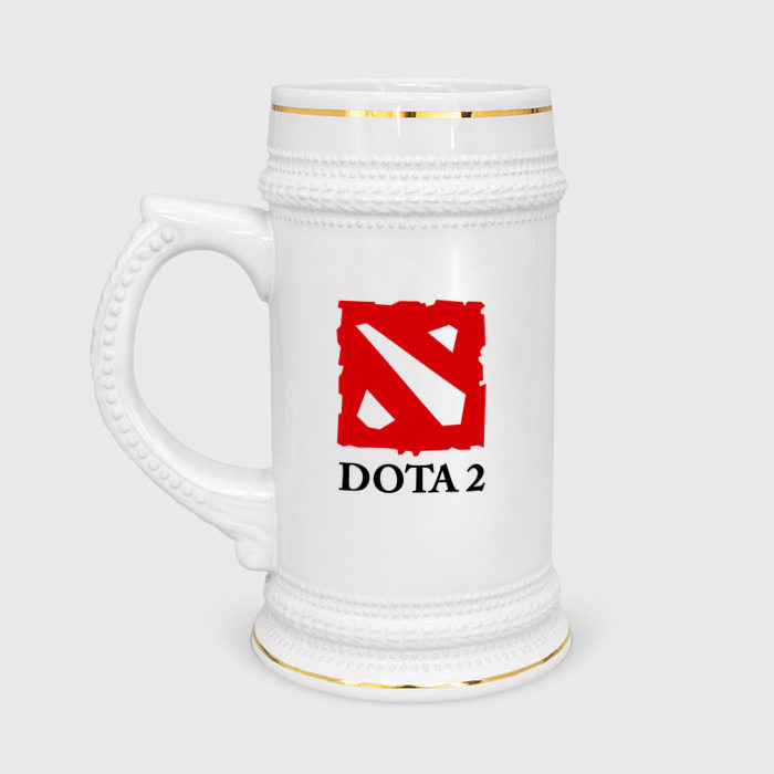 Кружка пивная с принтом Logo Dota 2, вид спереди №1