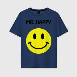 Мистер счастье – Женская футболка хлопок Oversize с принтом купить со скидкой в -16%