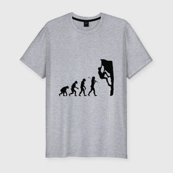 Эволюция альпиниста – Мужская футболка хлопок Slim с принтом купить
