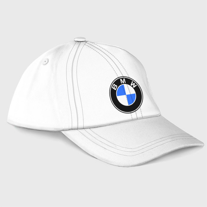 Бейсболка с принтом Logo BMW для любого человека, и мужчины, и женщины, вид спереди №1. Цвет основы: белый