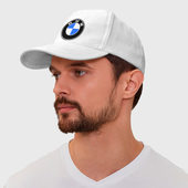 Бейсболка с принтом Logo BMW для любого человека, и мужчины, и женщины, вид спереди №3. Цвет основы: белый