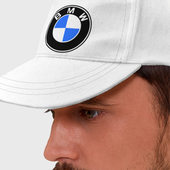 Бейсболка с принтом Logo BMW для любого человека, и мужчины, и женщины, вид спереди №2. Цвет основы: белый