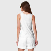 Майка с принтом QR-code-kote для женщины, вид на модели сзади №2. Цвет основы: белый