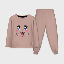 Японская кошечка – Детская пижама с лонгсливом хлопок с принтом купить
