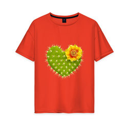 Колючее сердце расцвело – Женская футболка хлопок Oversize с принтом купить со скидкой в -16%