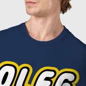 Футболка с принтом Oleg для мужчины, вид на модели спереди №4. Цвет основы: темно-синий