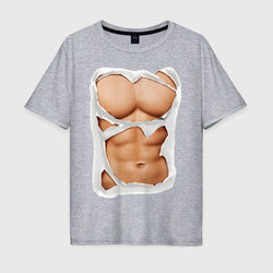 Идеальный пресс – Мужская футболка хлопок Oversize с принтом купить со скидкой в -16%
