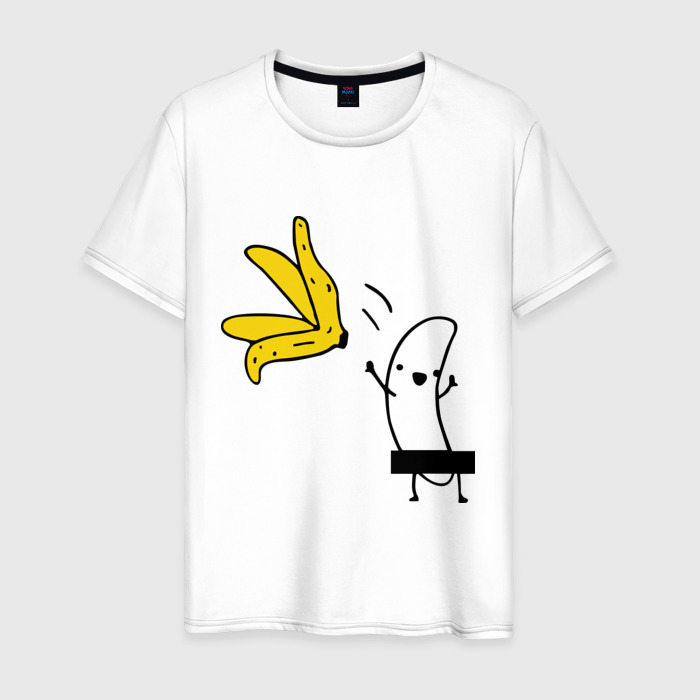 Мужская футболка из хлопка с принтом Банан стриптизер, вид спереди №1
