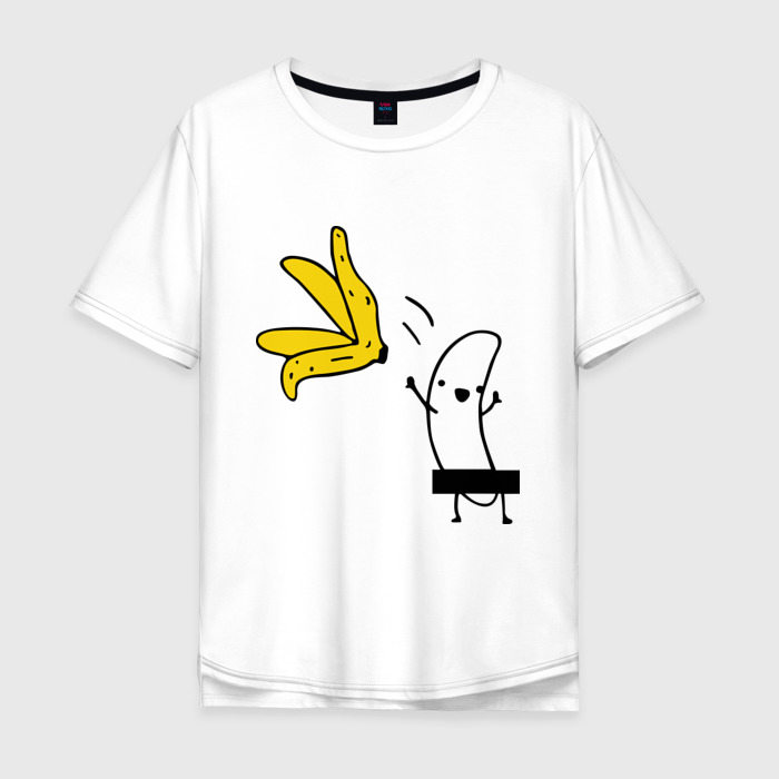 Мужская футболка из хлопка Oversize с принтом Банан стриптизер, вид спереди №1