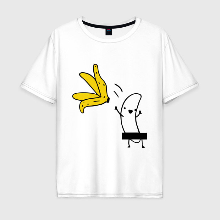 Мужская футболка из хлопка оверсайз с принтом Банан стриптизер, вид спереди №1