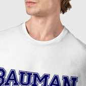 Футболка с принтом Bauman University для мужчины, вид на модели спереди №4. Цвет основы: белый