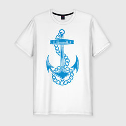 Blue anchor – Мужская футболка хлопок Slim с принтом купить