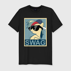Rainbow Dash swag – Мужская футболка хлопок Slim с принтом купить