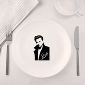 Набор: тарелка кружка с принтом Леонардо Дикаприо для любого человека, вид спереди №4. Цвет основы: белый