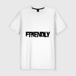 I'm friendly – Мужская футболка хлопок Slim с принтом купить