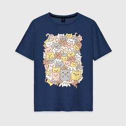 Куча котиков – Женская футболка хлопок Oversize с принтом купить со скидкой в -16%