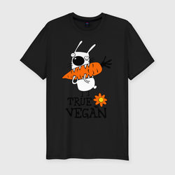 True vegan (истинный веган) – Мужская футболка хлопок Slim с принтом купить