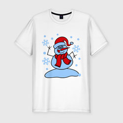Забавный снеговик – Мужская футболка хлопок Slim с принтом купить