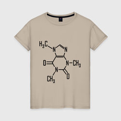 Кофеин формула – Женская футболка хлопок с принтом купить со скидкой в -20%