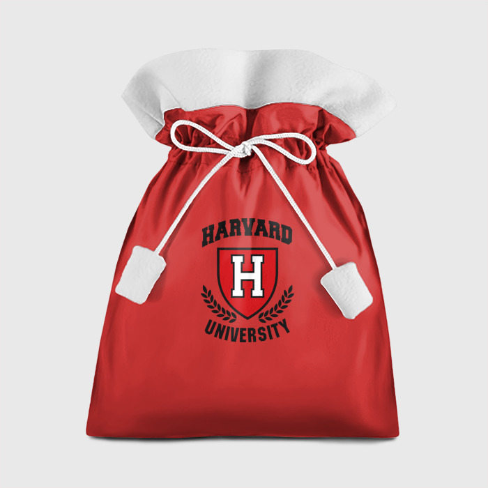 Мешок новогодний с принтом Гарвард, вид спереди №1