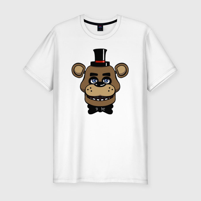 Мужская приталенная футболка из хлопка с принтом Freddy FNAF, вид спереди №1
