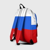 Рюкзак с принтом Флаг и герб РФ для любого человека, вид сзади №1. Цвет основы: белый