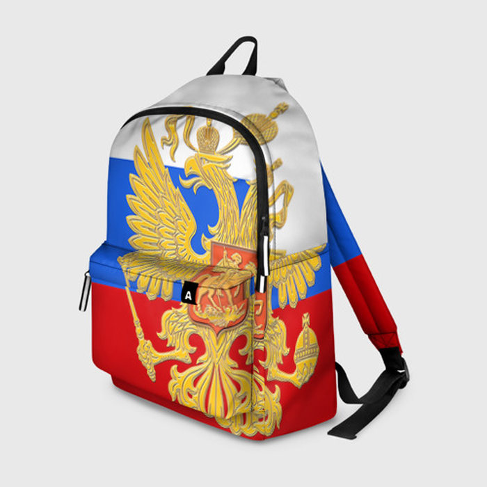 Рюкзак с принтом Флаг и герб РФ, вид спереди №1