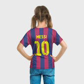 Футболка с принтом Messi для ребенка, вид на модели сзади №3. Цвет основы: белый
