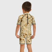 Детский купальный костюм с принтом Лаваш для любого человека, вид сзади №2. Цвет основы: белый