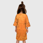 Платье с принтом Девушка. Сахарный череп для ребенка, вид на модели сзади №2. Цвет основы: белый