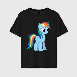 Пони радуга – Женская футболка хлопок Oversize с принтом купить со скидкой в -16%
