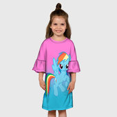 Платье с принтом My Little Pony для ребенка, вид на модели спереди №3. Цвет основы: белый