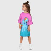 Платье с принтом My Little Pony для ребенка, вид на модели спереди №2. Цвет основы: белый