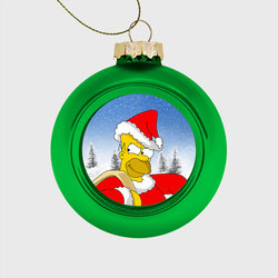Санта Гомер – Стеклянный ёлочный шар с принтом купить