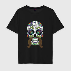 Мексиканский череп для него – Мужская футболка хлопок Oversize с принтом купить со скидкой в -16%