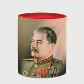 Кружка с принтом Сталин 1 для любого человека, вид спереди №4. Цвет основы: белый + красный