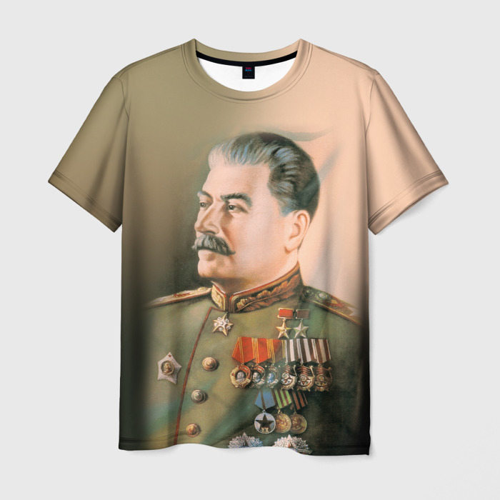 Мужская футболка с принтом Сталин 1, вид спереди №1