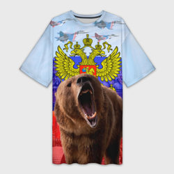 Русский медведь и герб – Платье-футболка 3D с принтом купить